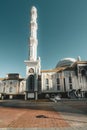 Outside view Mosque Hazrat Sultan in Astana capital of Kazakhstan on a clear day with sun blue sky