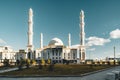 Outside view Mosque Hazrat Sultan in Astana capital of Kazakhstan on a clear day with sun blue sky