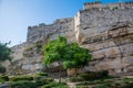 Part of the Wall around Jerusalem Old City built on natural rock Royalty Free Stock Photo