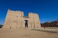 Outside View to the Great Temple at Abu Simbel with Ancient Egyptian Pillars and Drawing on the Walls