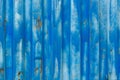 Outside wall of old blue iso cargo container - background and texture Royalty Free Stock Photo