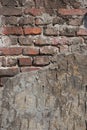 Outside wall, plaster and bricks Royalty Free Stock Photo