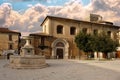 Outside wall of Sant`Agostino church in Cittaducale, Rieti, Italy