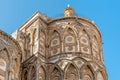 The outsides of the principal doorways and their pointed arches of the ancient Cathedral Church in Monreale, Sicily Royalty Free Stock Photo