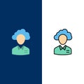 Outsource, Cloud, Human, Management, Manager, People, Resource  Icons. Flat and Line Filled Icon Set Vector Blue Background Royalty Free Stock Photo