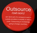 Outsource Definition Button Showing Subcontracting Suppliers And Royalty Free Stock Photo