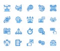 Outsource flat line icons set. Recruitment, partnership, teamwork, freelancer, part and full-time job vector Royalty Free Stock Photo