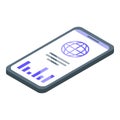 Outsource global smartphone icon, isometric style