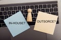 Outsource and in-house text on stickers