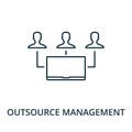 Outsource Management icon. Line style element from reputation management collection. Thin Outsource Management icon for templates Royalty Free Stock Photo