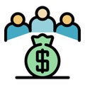 Outsource money bag icon color outline vector Royalty Free Stock Photo