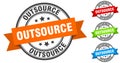 outsource stamp. round band sign set. label