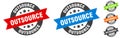 outsource stamp. outsource round ribbon sticker. tag