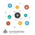 Outsourcing colored circle concept with