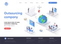 Outsourcing company isometric landing page.