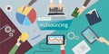 Outsourcing Hiring Outsource. Outsourcing digital design, vector illustration eps 10. overhead.