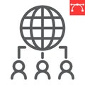 Outsourcing line icon, global and teamwork, outsource vector icon, vector graphics, editable stroke outline sign, eps 10