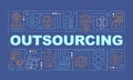 Outsourcing practice word concepts dark blue banner