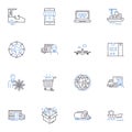 Outsourcing process line icons collection. Offshoring, Co-sourcing, Insourcing, Resourcing, Globalization, Integration