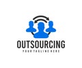 Outsourcing, recruitment business and hr strategy, logo design. Teamwork, distributed team, finance and financial, vector design Royalty Free Stock Photo