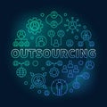Outsourcing round colored vector outline illustration