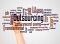 Outsourcing word cloud and hand with marker concept