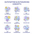 Outstaffing and outsourcing concept icons set