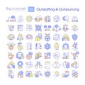 Outstaffing and outsourcing RGB color icons set