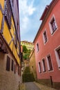 Old town narrow street view historical buildings Meissen town Germany Royalty Free Stock Photo