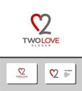 Outstanding logo template design that illustrates heart icon and 2 number for business companie