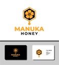 Outstanding logo template design that illustrates simple honeycomb icon and manuka flower