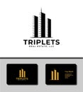 Outstanding logo template design that illustrates triplets building for real estate companies