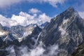 An outstanding mountain landscape of the High Tatras. A view from the Lomnicka Pass to the Prostredny Hrot