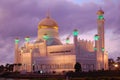 Outstanding pink and purple sunset against the City Mosque in Sabah, Kota Kinabalu, Malaysia on the island of Borneo