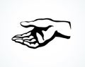 Hand begging alms. Vector drawing