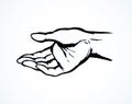 Hand begging alms. Vector drawing