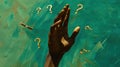The Hand and Question Marks.AI generated image Royalty Free Stock Photo