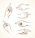 To point with finger. Vector drawing