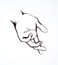 To point with finger. Vector drawing