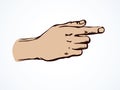 To point with finger. Vector drawing