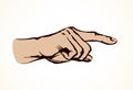 To point with finger. Vector drawing