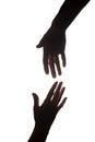 The outstretched hands of women and men, rescue, assistance - silhouette Royalty Free Stock Photo