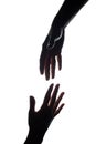 The outstretched hands of women and men, rescue, assistance - silhouette Royalty Free Stock Photo