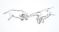 Hands of the creation of Adam. Vector drawing Royalty Free Stock Photo