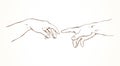 Hands of the creation of Adam. Vector drawing Royalty Free Stock Photo