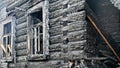 Outwardly burned village house is still standing Royalty Free Stock Photo