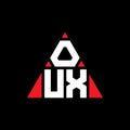OUX triangle letter logo design with triangle shape. OUX triangle logo design monogram. OUX triangle vector logo template with red Royalty Free Stock Photo