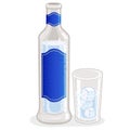 A bottle and a glass of ouzo drink. Vector Illustration