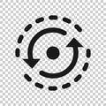 Oval with arrows icon in transparent style. Consistency repeat vector illustration on isolated background. Reload rotation