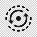 Oval with arrows icon in transparent style. Consistency repeat vector illustration on isolated background. Reload rotation